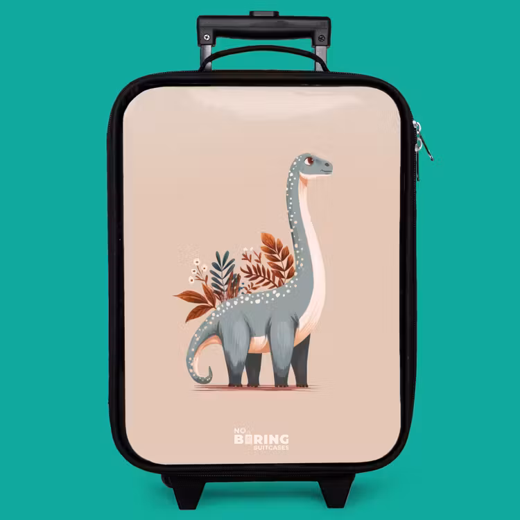 Children's suitcase - Blue dinosaur on a beige background — 4