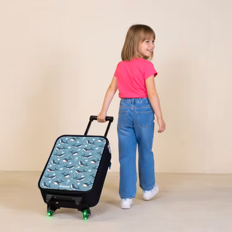 Children's suitcase - Dark blue whale pattern with starfish — 2