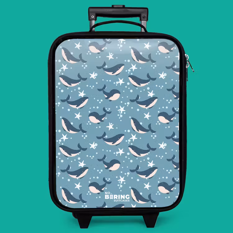Children's suitcase - Dark blue whale pattern with starfish — 4
