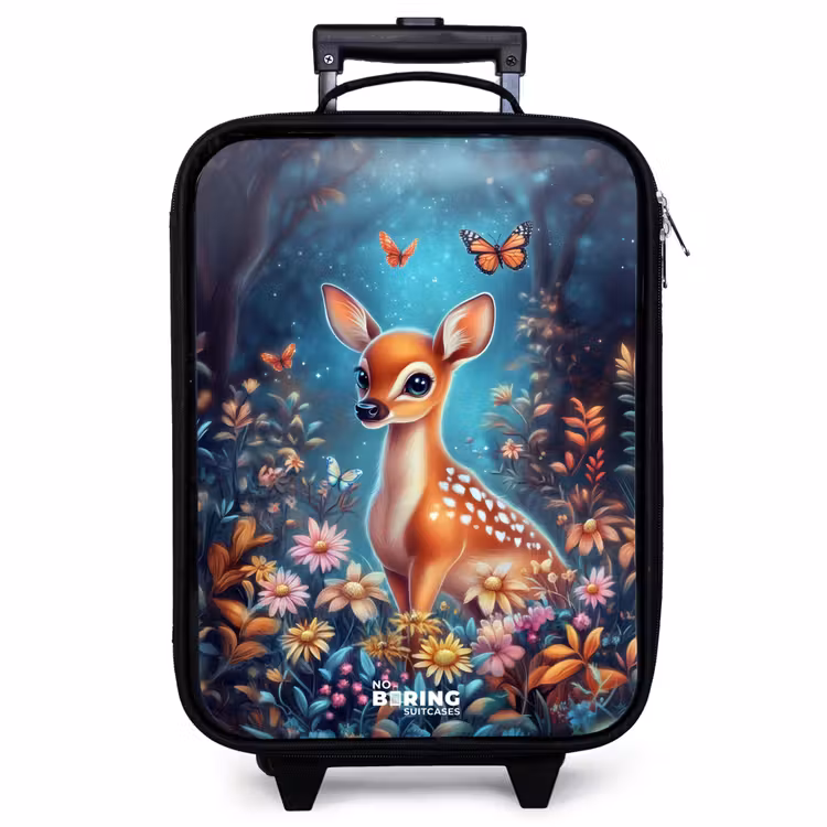 Children's suitcase - Deer among flowers in enchanted forest — 1