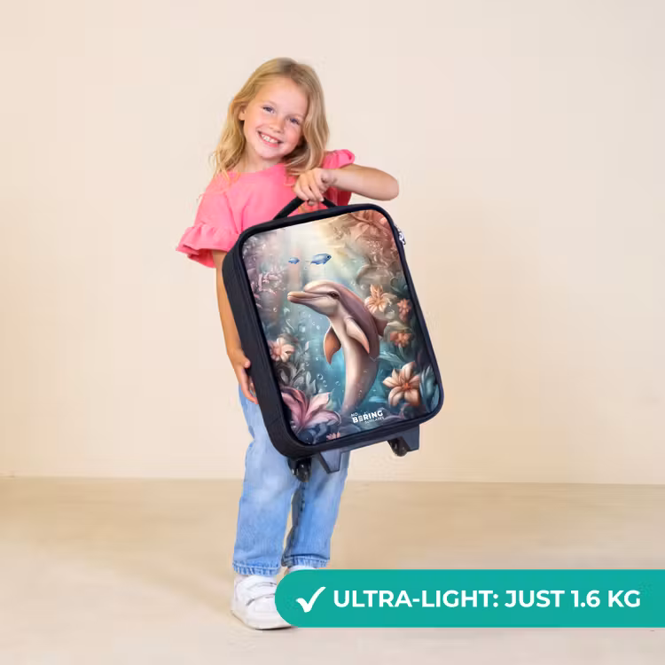 Children's suitcase - Dolphin and fish in underwater flower world — 5