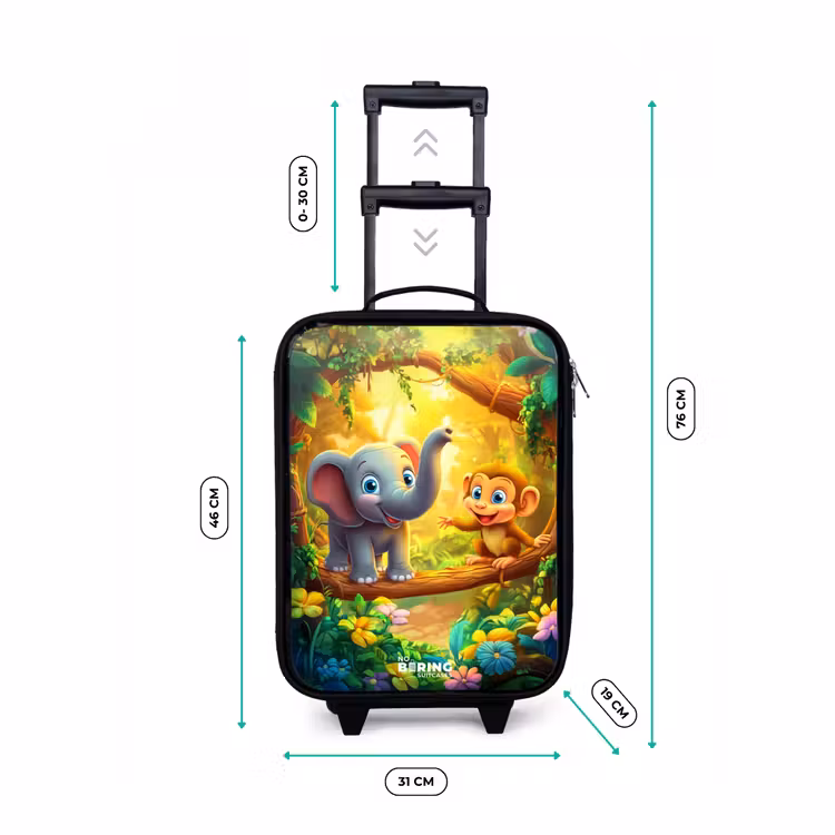 Children's suitcase - Elephant and monkey in colorful jungle — 3