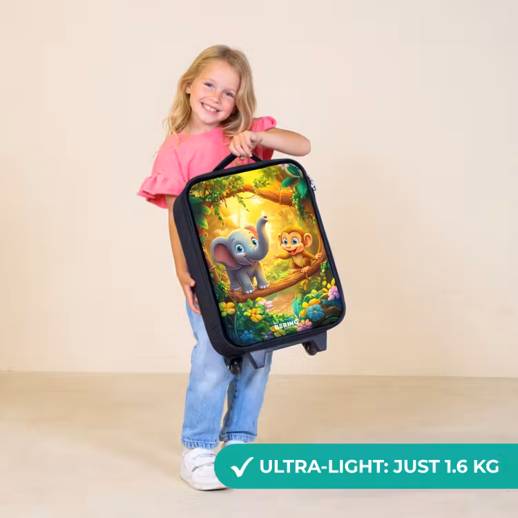 Children's suitcase - Elephant and monkey in colorful jungle — 5