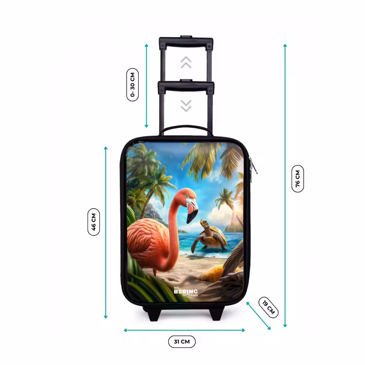 Children's suitcase - Flamingo and turtle on tropical beach — 3
