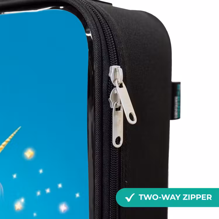 Children's suitcase - Flying unicorn with golden wings above castle — 6