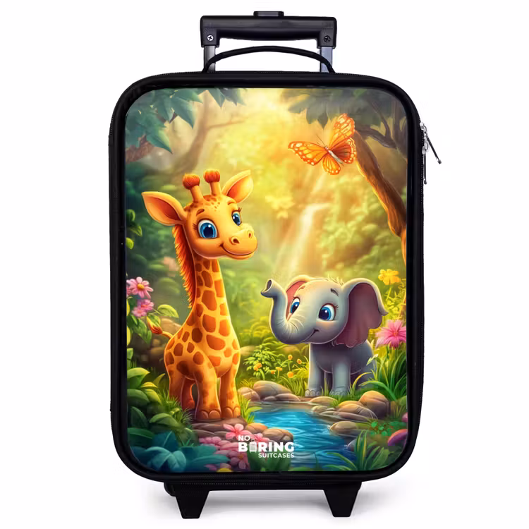Children's suitcase - Giraffe and elephant by stream in the Jungle — 1