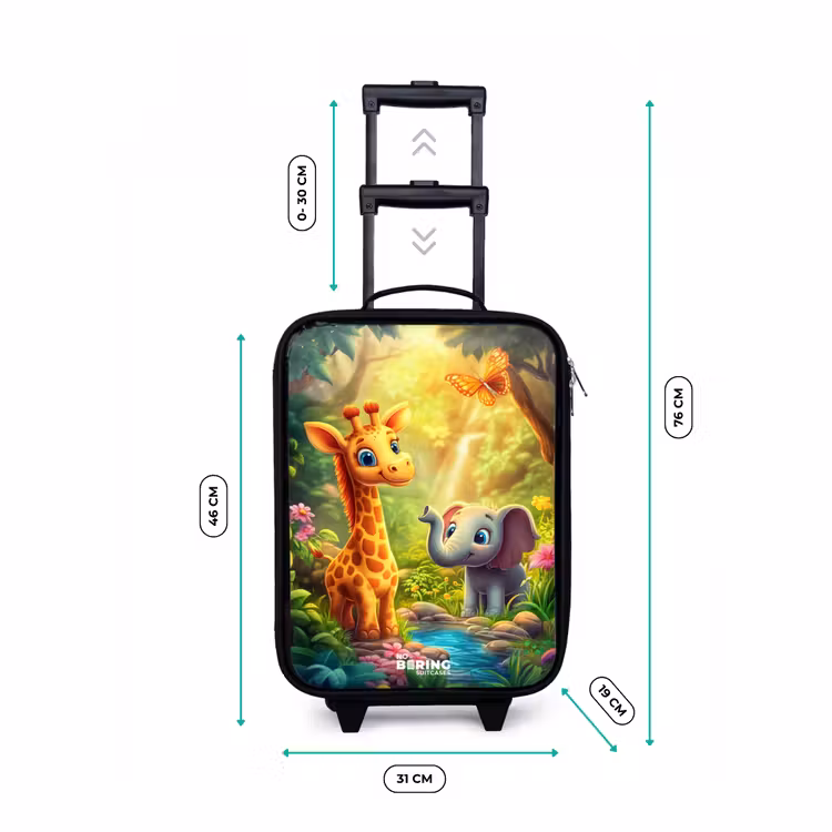 Children's suitcase - Giraffe and elephant by stream in the Jungle — 3