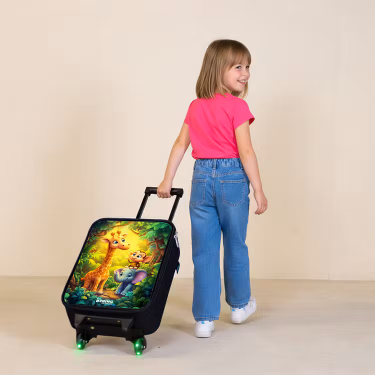 Children's suitcase - Giraffe, elephant and monkey in the forest — 2