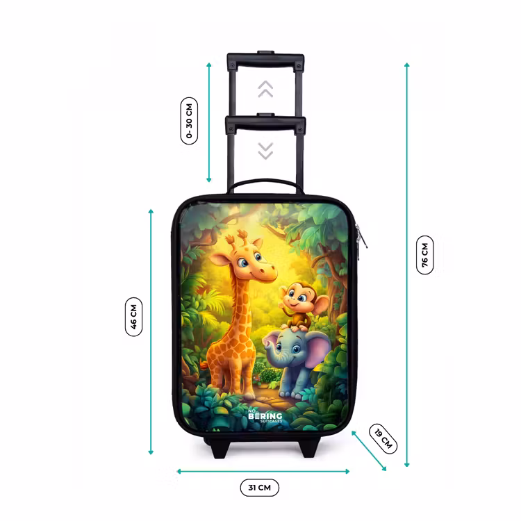 Children's suitcase - Giraffe, elephant and monkey in the forest — 3