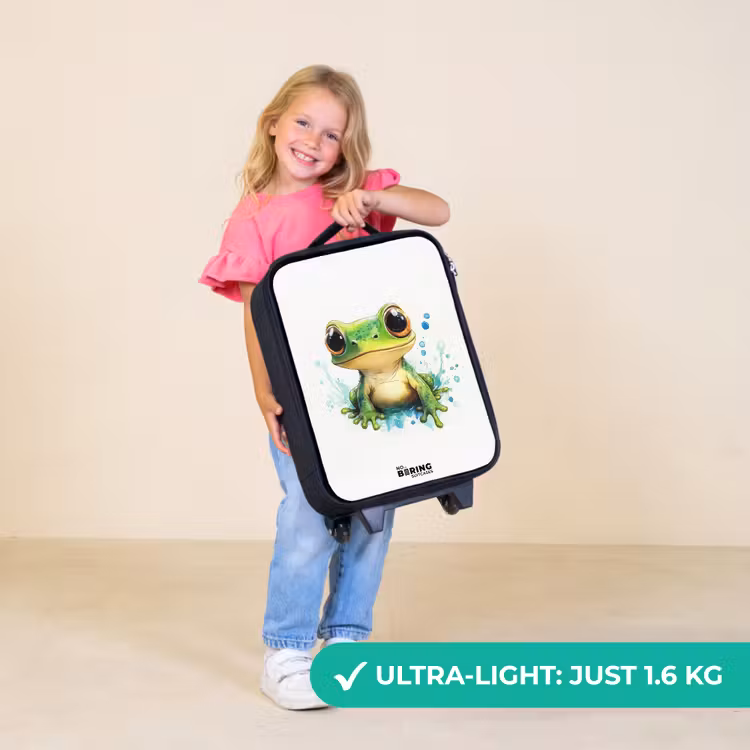 Children's suitcase - Green frog with big eyes on white background — 5