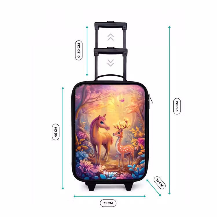 Children's suitcase - Horse and deer in a pink fairy tale forest — 3