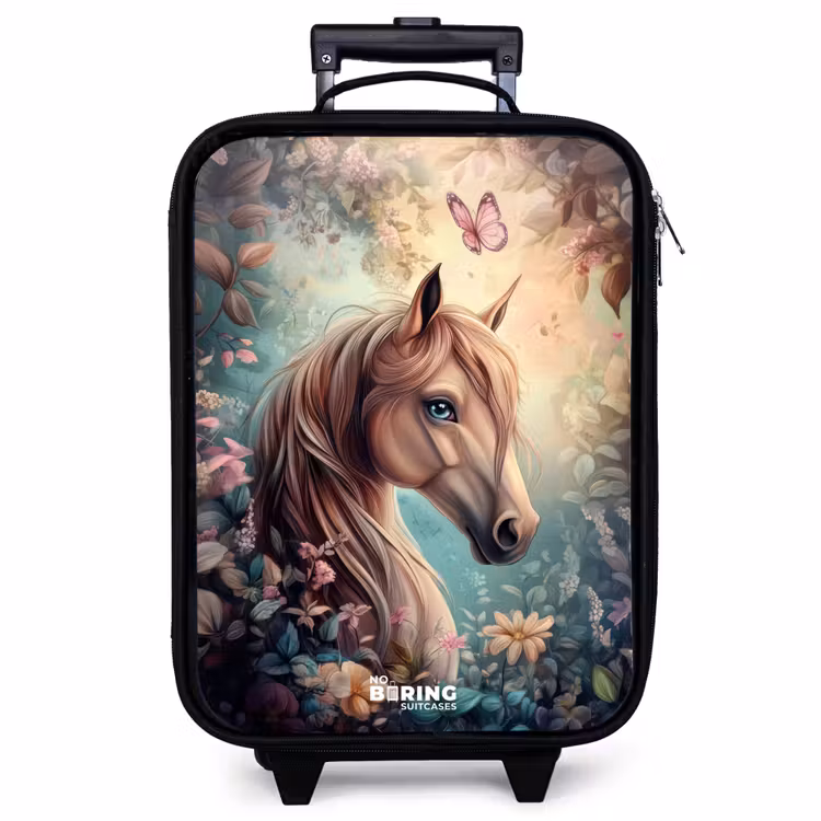 Children's suitcase - Horse with butterflies in flower garden — 1