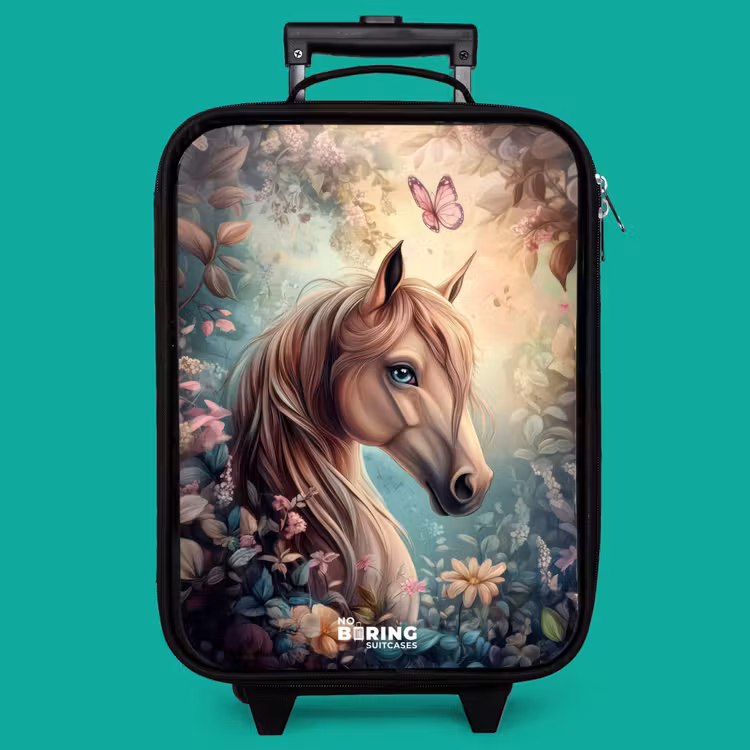 Children's suitcase - Horse with butterflies in flower garden — 4