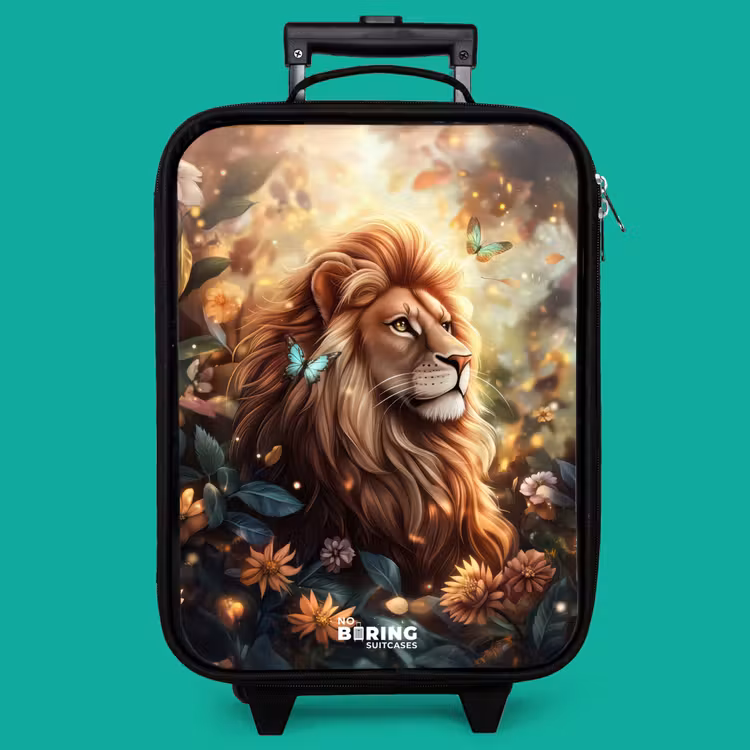 Children's suitcase - Lion with butterflies in flowery jungle — 4
