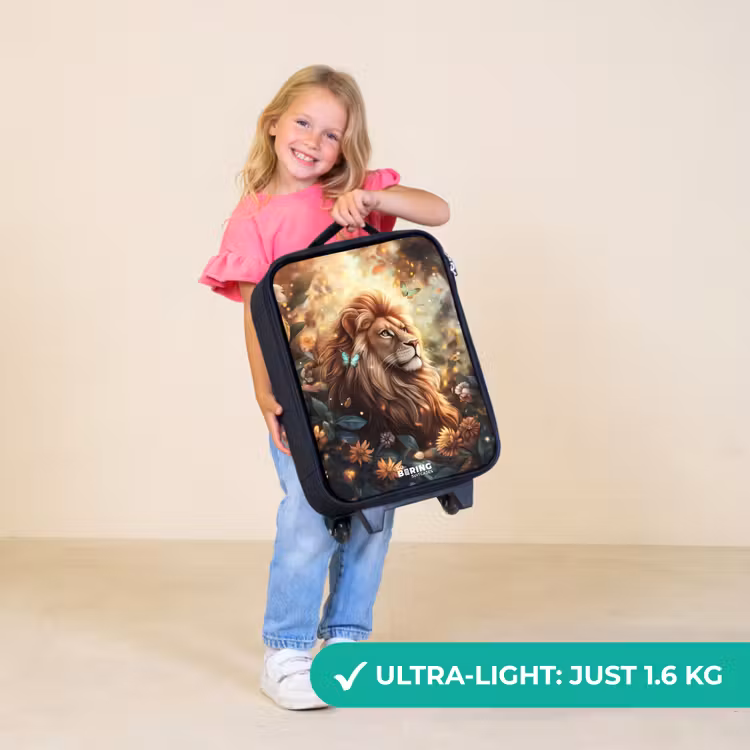 Children's suitcase - Lion with butterflies in flowery jungle — 5