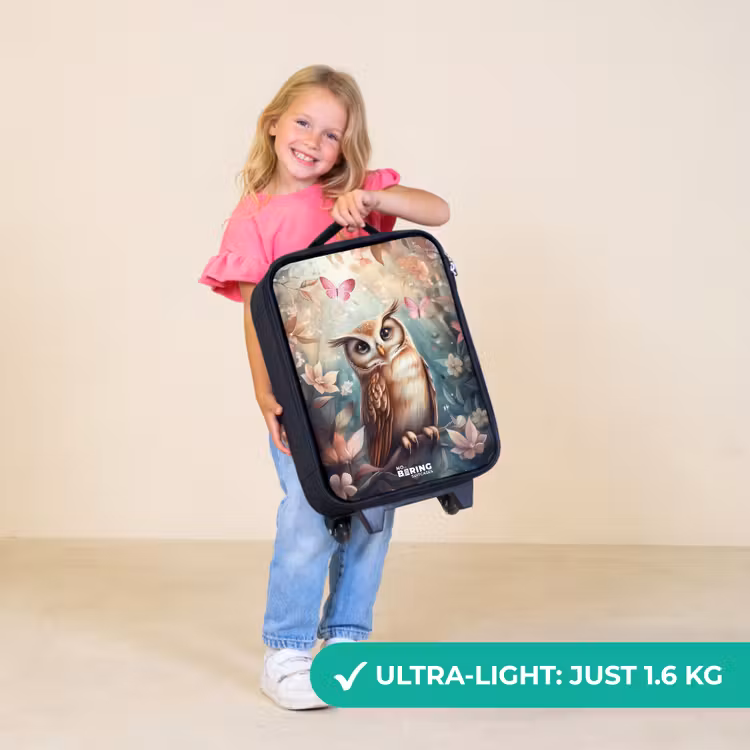Children's suitcase - Owl with butterflies in mystical forest — 5