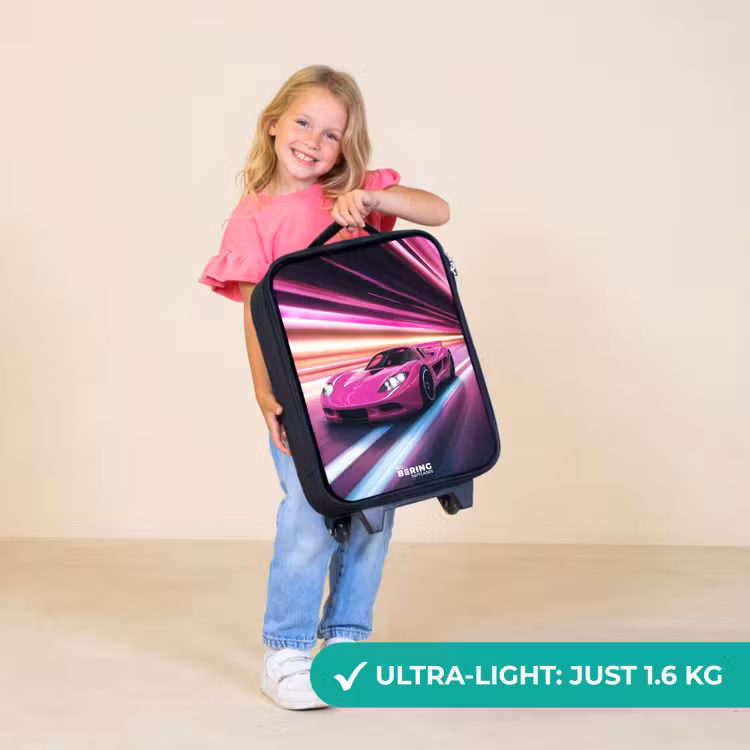 Children's suitcase - Pink race car flashes through neon light — 5