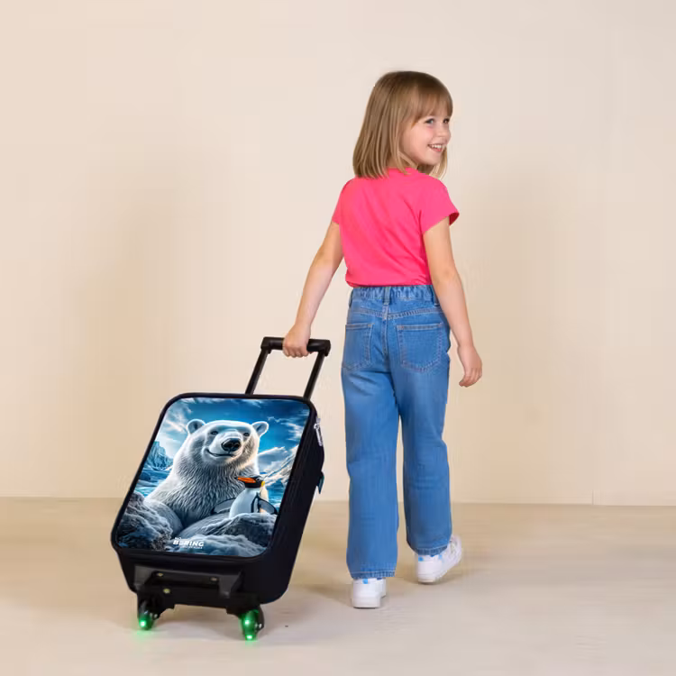 Children's suitcase - Polar bear and penguin in snowy mountain landscape — 2