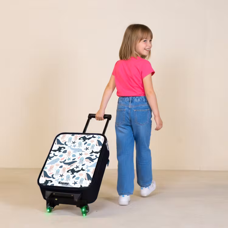 Children's suitcase - Sea animal pattern with whales, jellyfish and orcas — 2