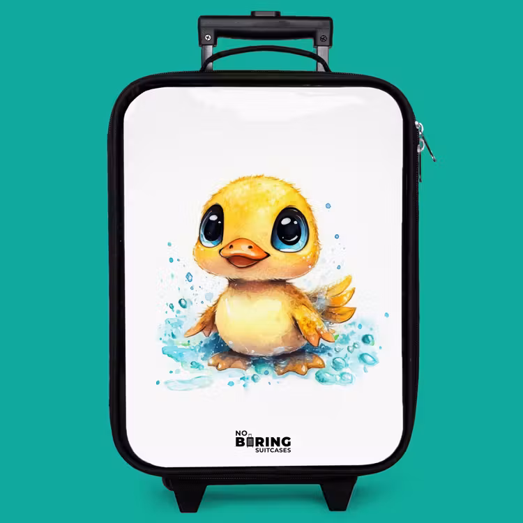 Children's suitcase - Sweet duckling with blue eyes and water splashes — 4