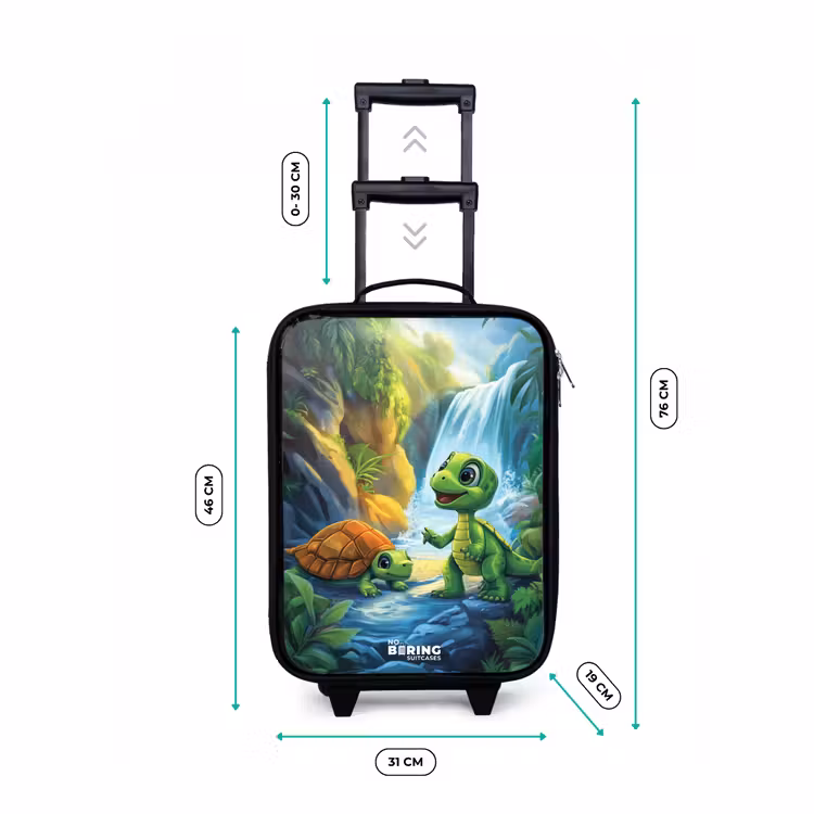 Children's suitcase - Turtle and dino at waterfall in tropical forest — 3