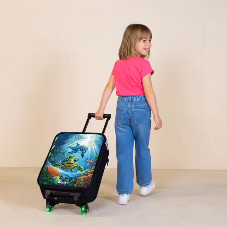 Children's suitcase - Turtle and dolphin in blue ocean — 2