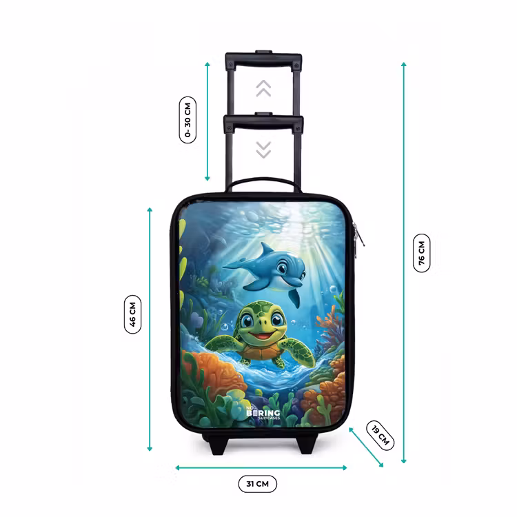 Children's suitcase - Turtle and dolphin in blue ocean — 3
