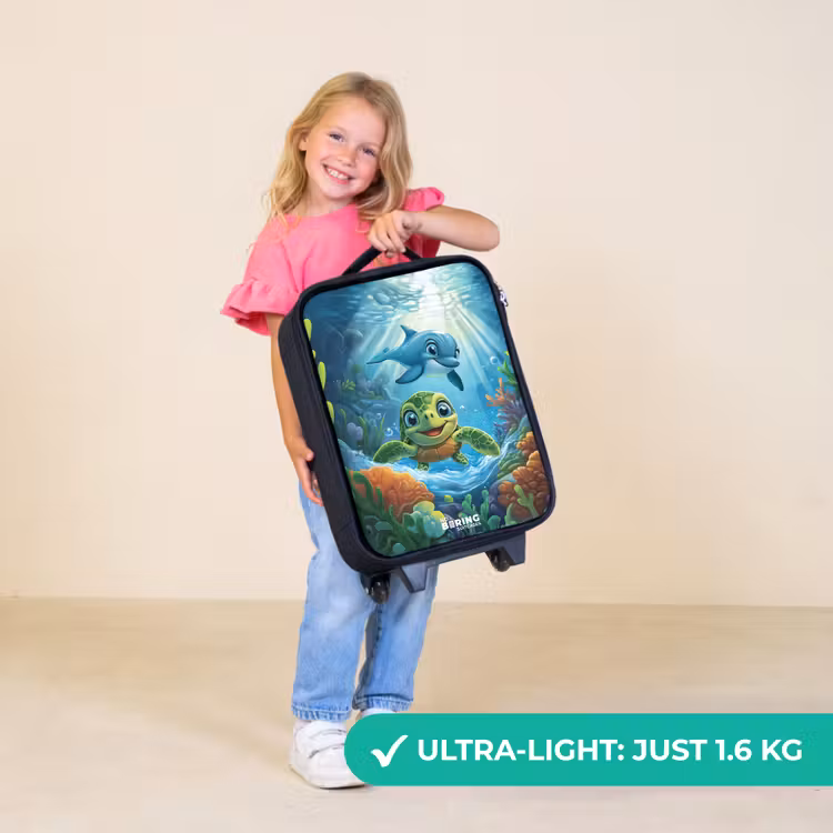 Children's suitcase - Turtle and dolphin in blue ocean — 5