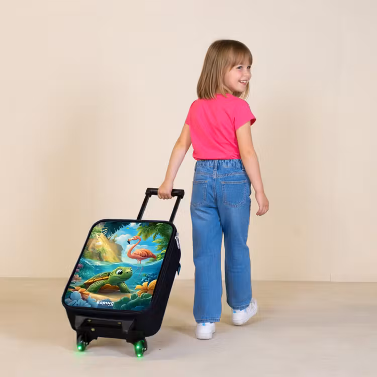 Children's suitcase - Turtle in tropical water with flamingo — 2