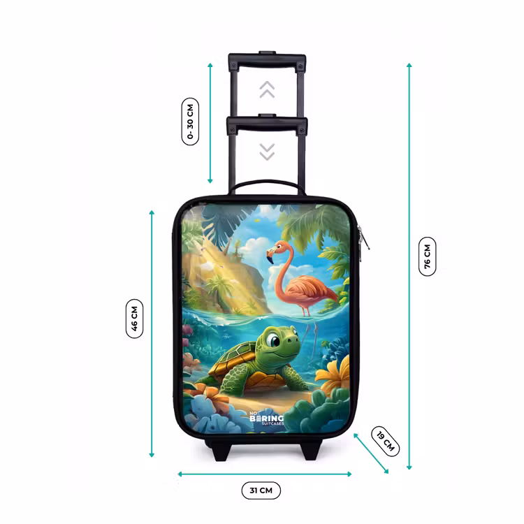 Children's suitcase - Turtle in tropical water with flamingo — 3