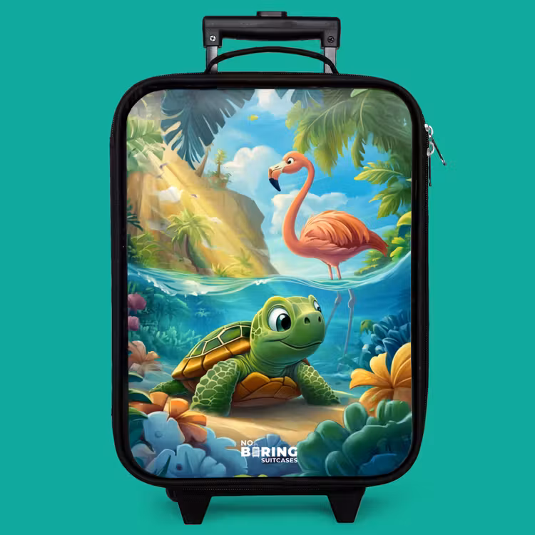 Children's suitcase - Turtle in tropical water with flamingo — 4