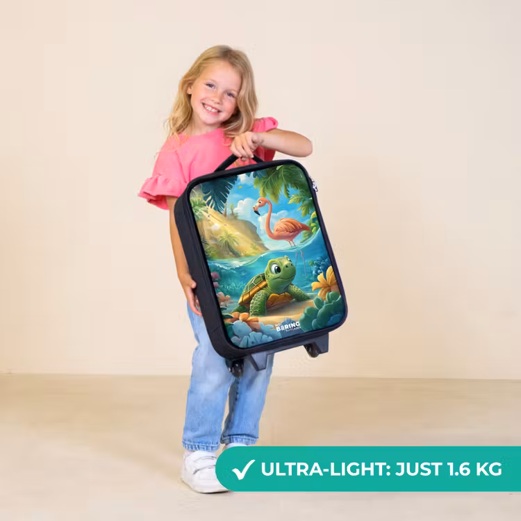 Children's suitcase - Turtle in tropical water with flamingo — 5