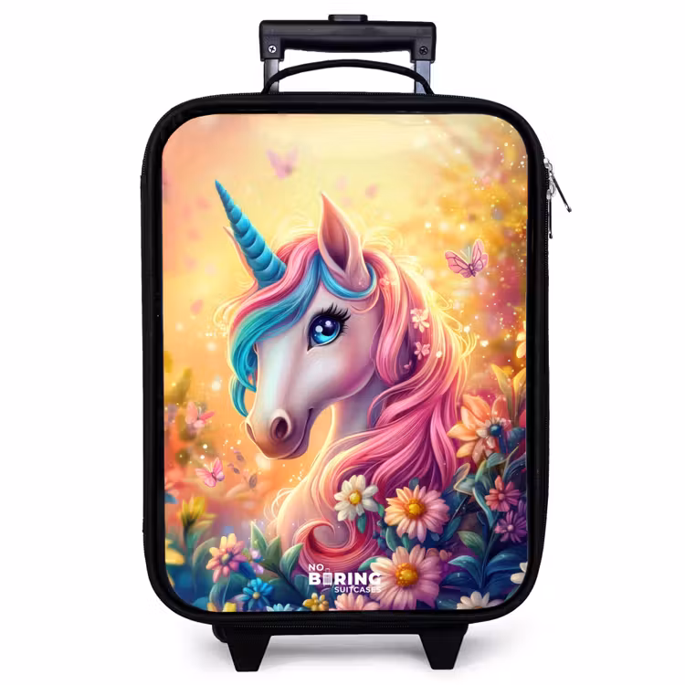 Children's suitcase - Unicorn with colorful flowers — 1