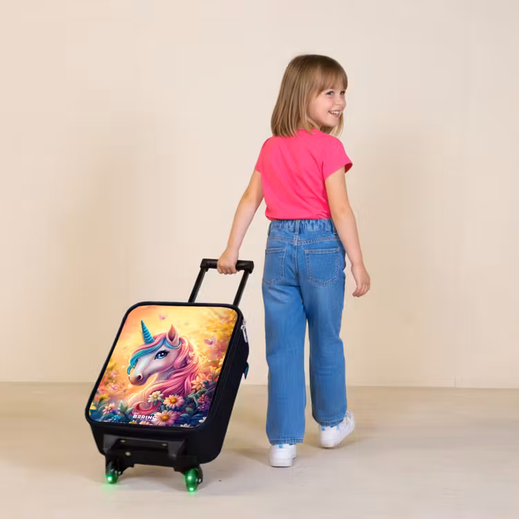Children's suitcase - Unicorn with colorful flowers — 2