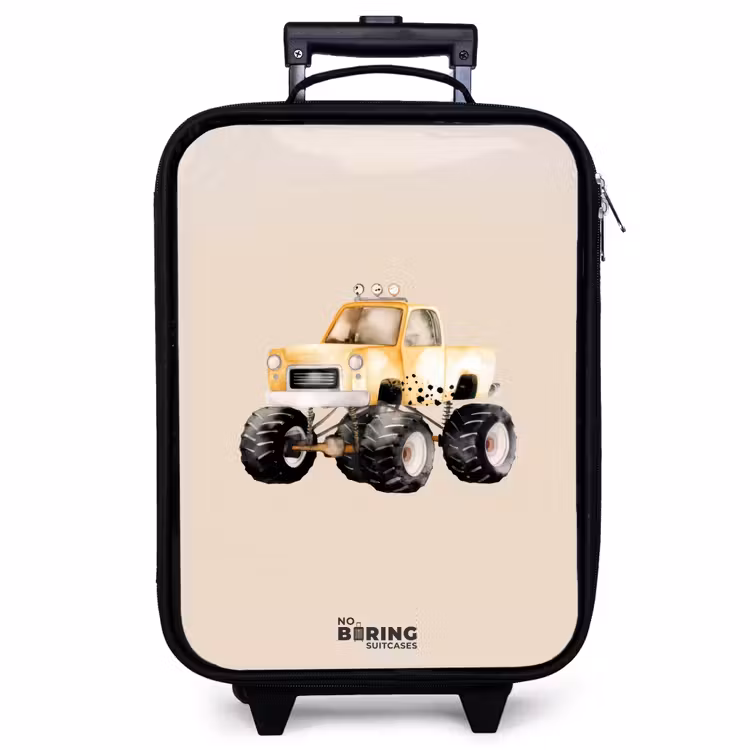 Children's suitcase - Yellow monster truck on a beige background — 1