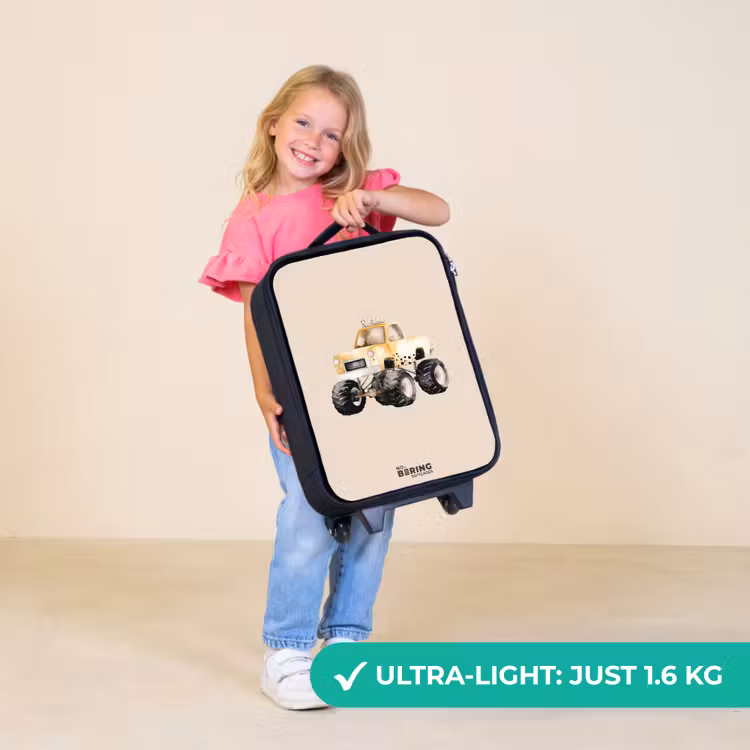 Children's suitcase - Yellow monster truck on a beige background — 5
