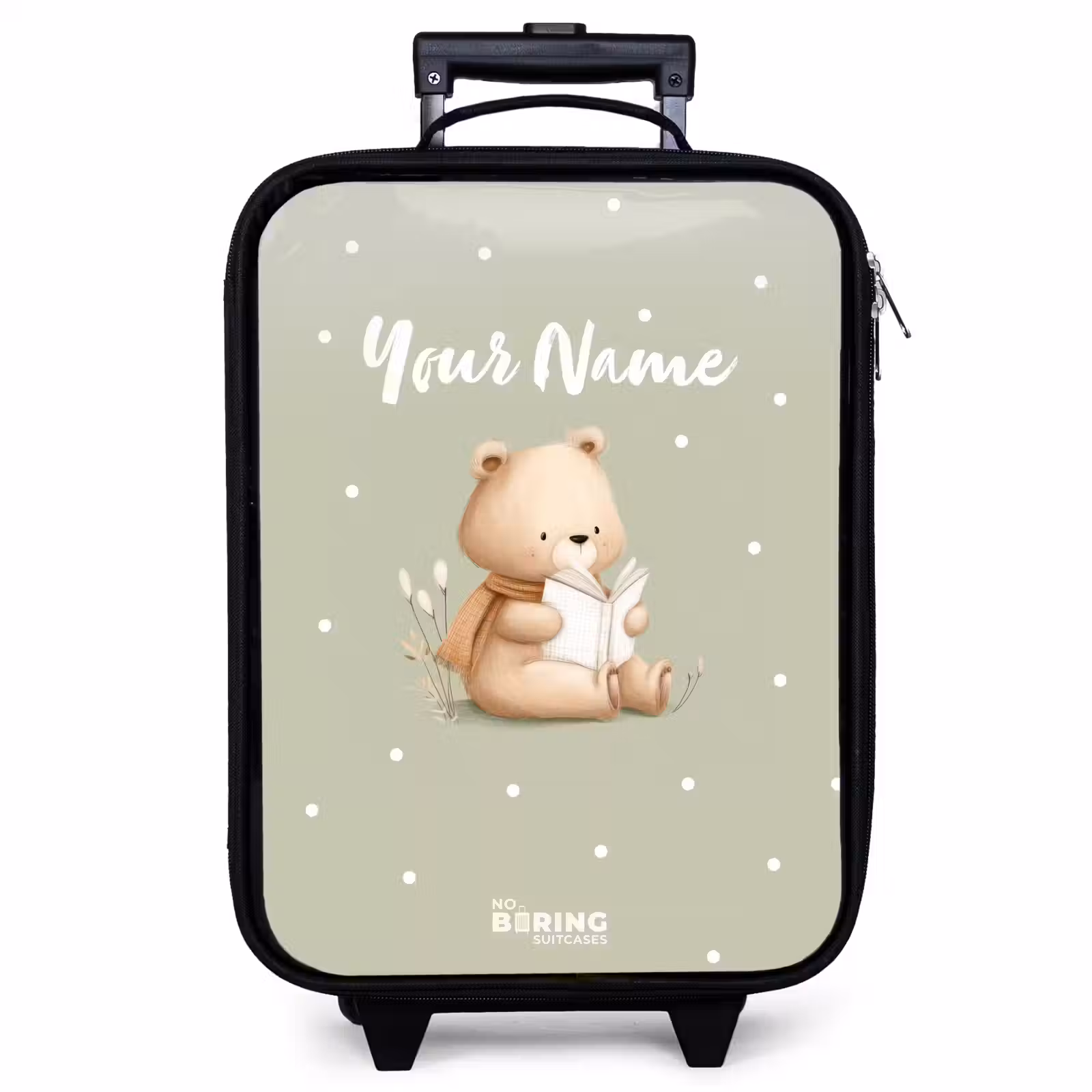 Children's suitcase - A brown bear reading a book - Green — 1