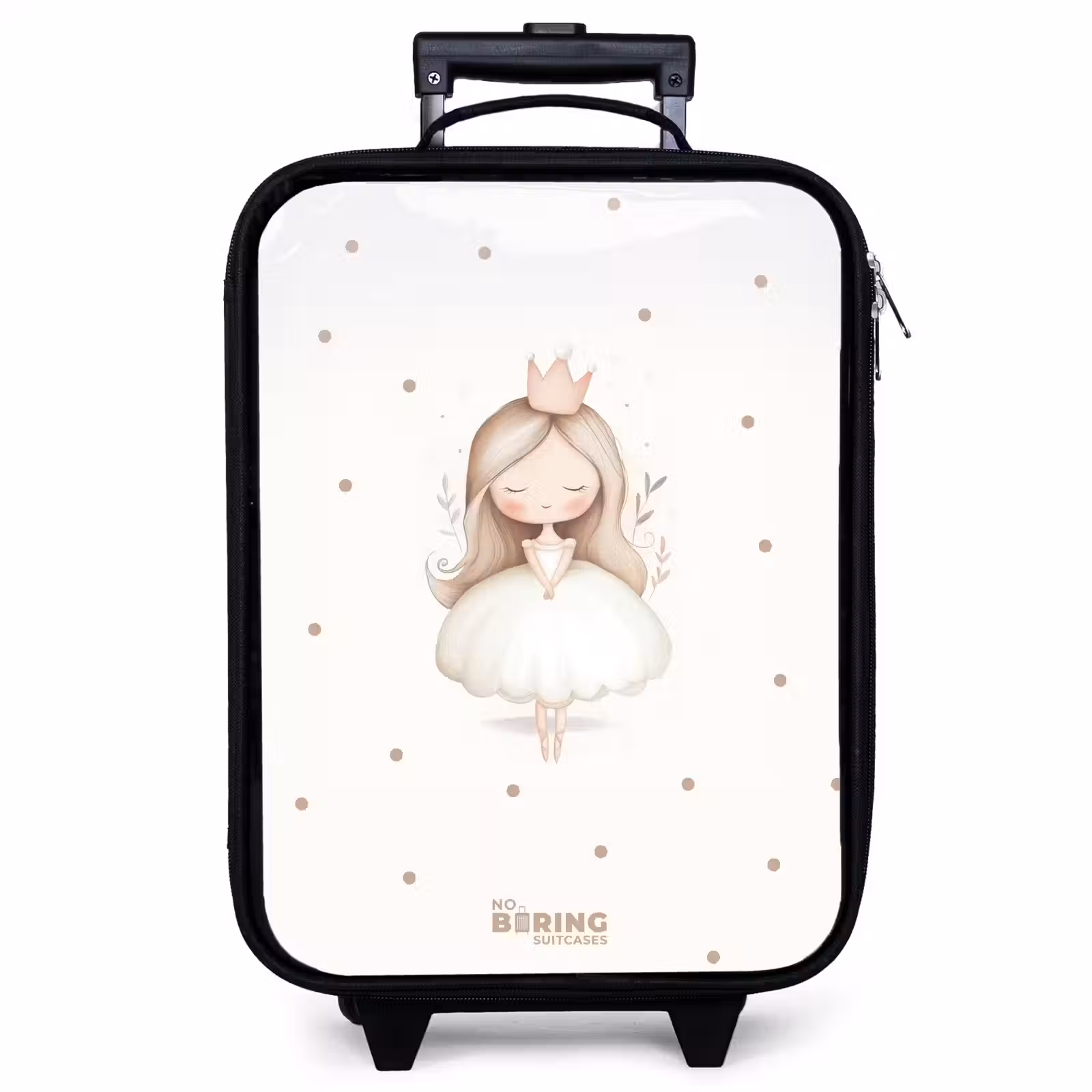 Children's suitcase - Ballerina princess between beige polka dots — 1