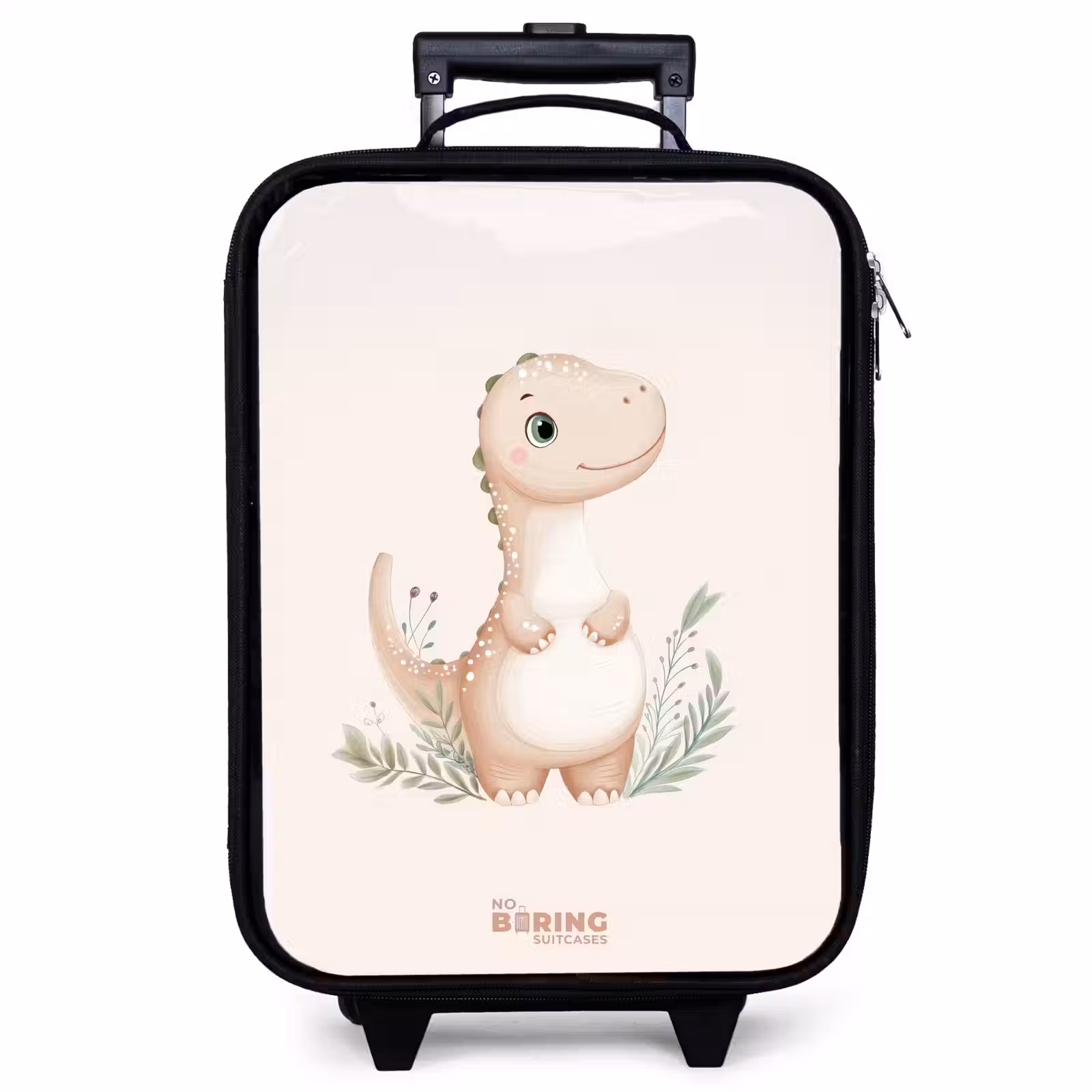 Children's suitcase - Beige dinosaur with green leaves — 1