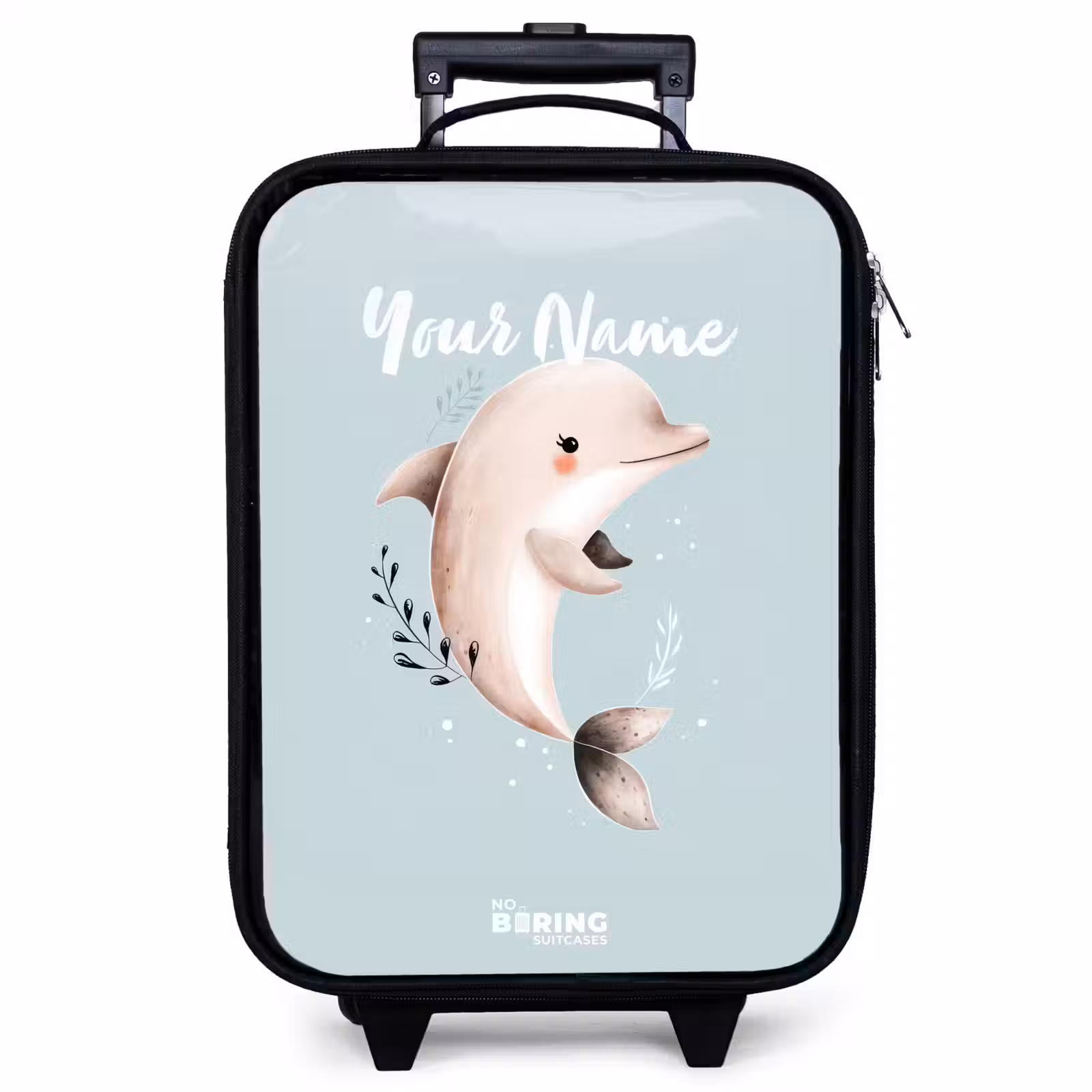 Children's suitcase - Beige dolphin in blue water — 1