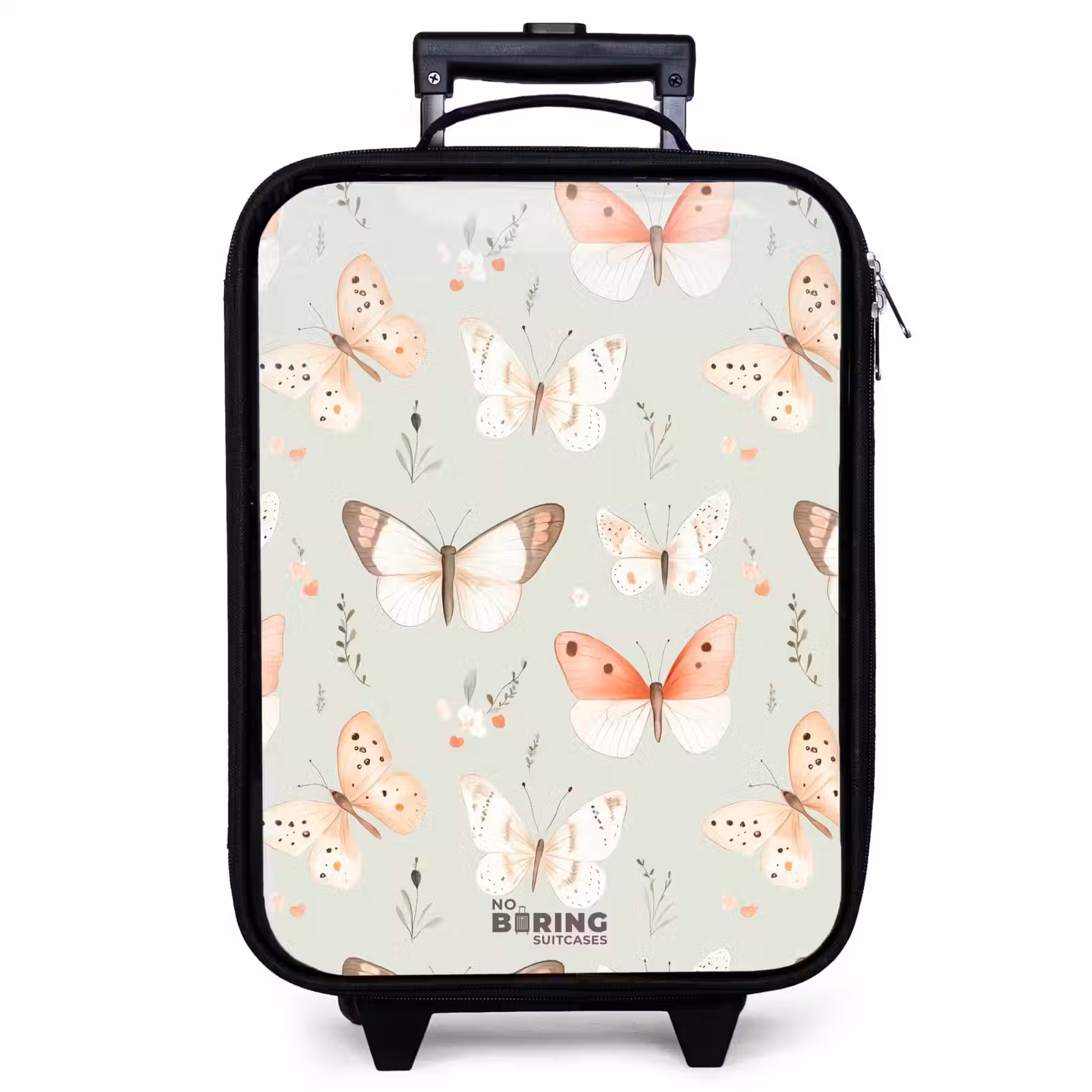 Children's suitcase - Butterfly pattern in soft orange and red tones — 1
