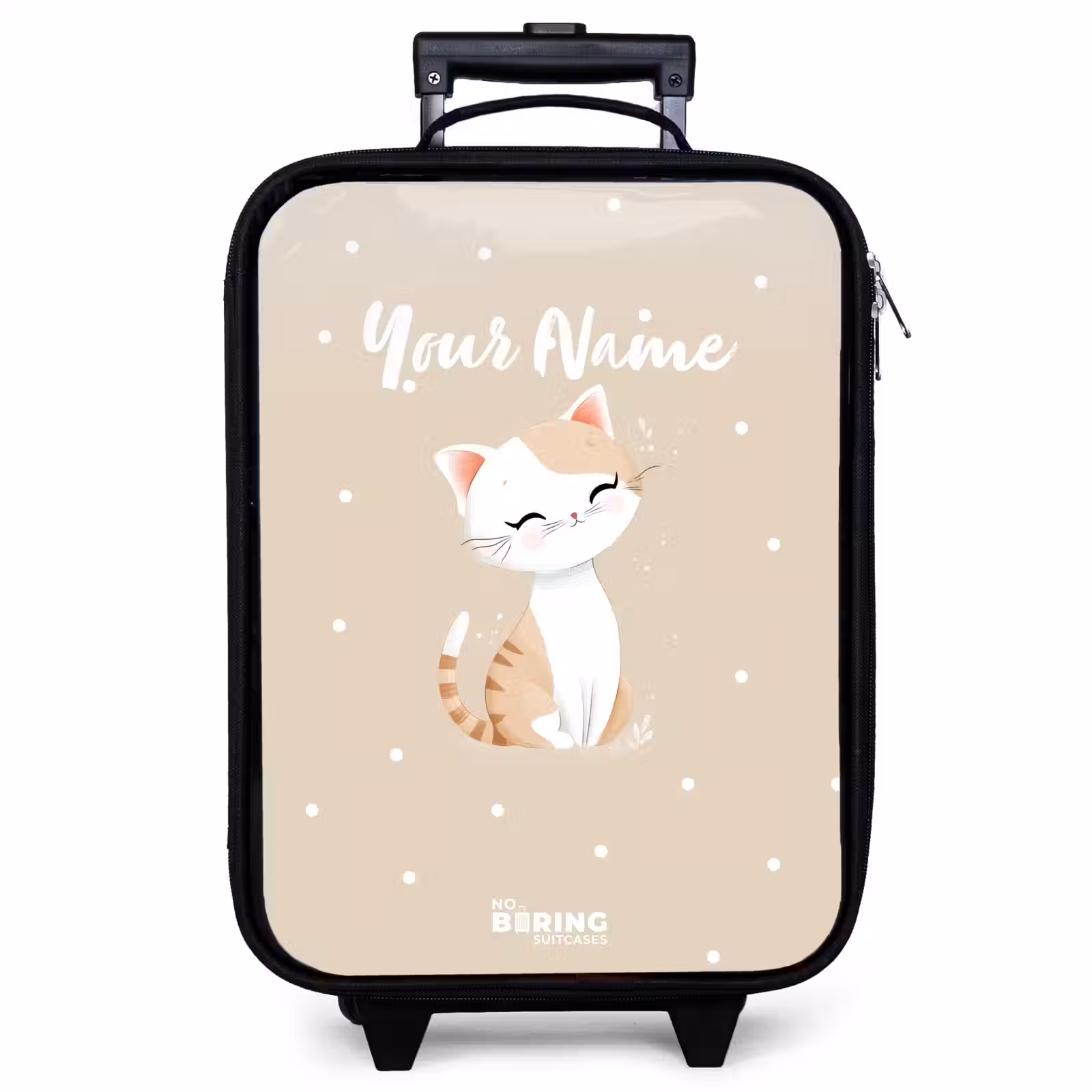 Children's suitcase - Cat surrounded by beige dots — 1