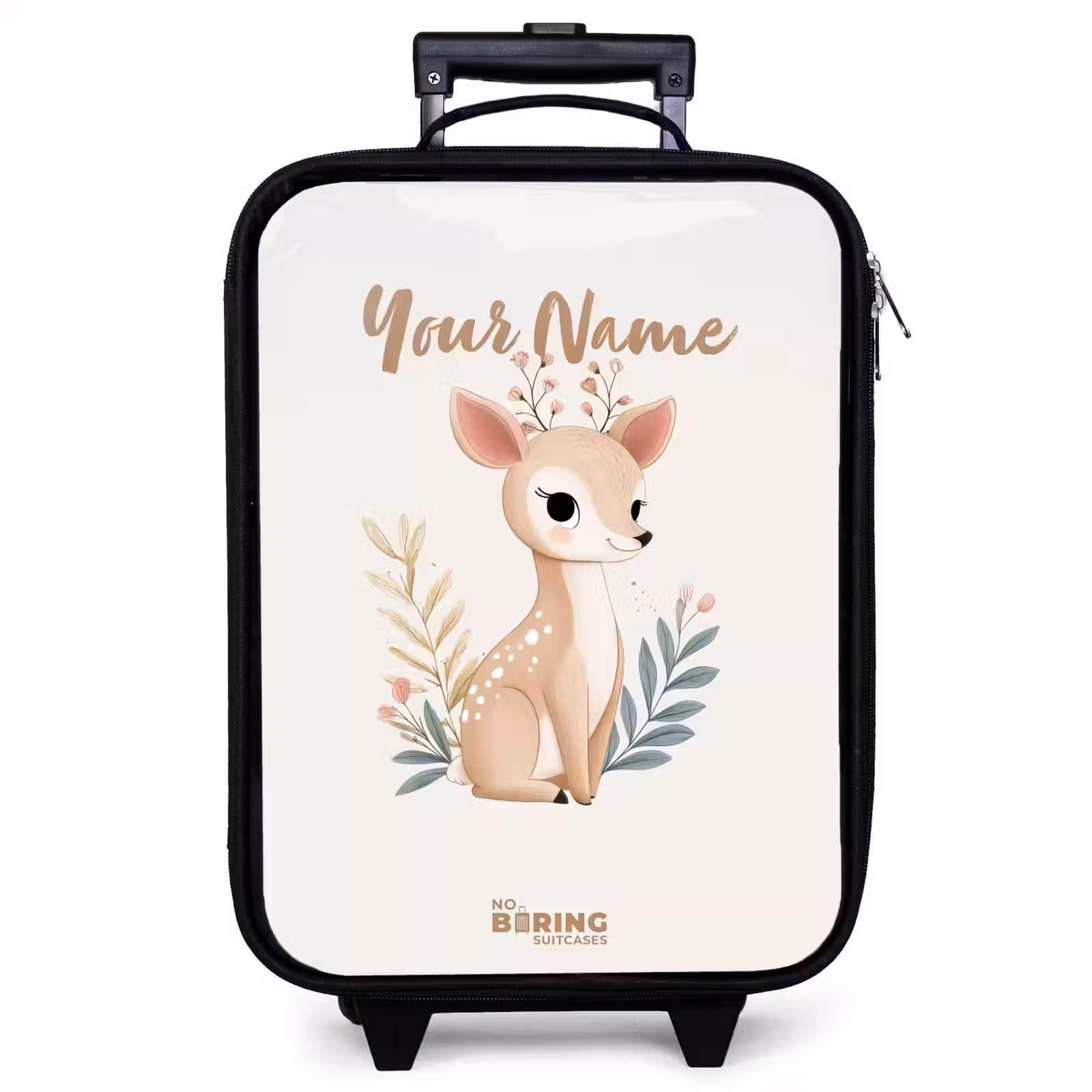 Children's suitcase - Deer surrounded by plants in shades of beige — 1