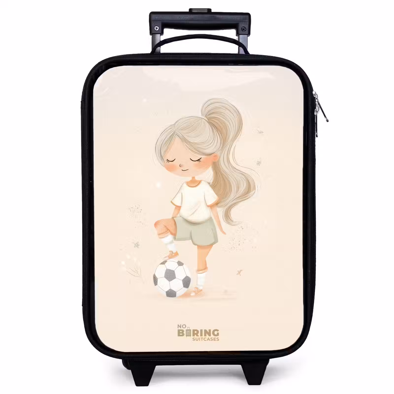 Children's suitcase - Girl with a soccer ball in beige colors — 1