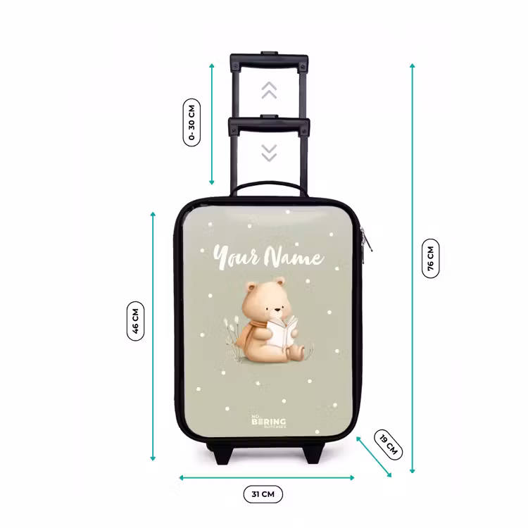 Children's suitcase - A brown bear reading a book - Green — 3