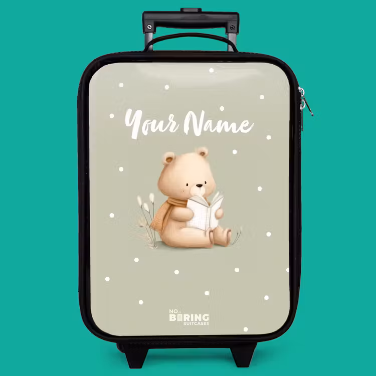 Children's suitcase - A brown bear reading a book - Green — 4