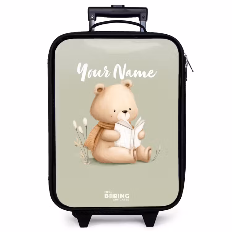Children's suitcase - A brown bear with a book - Green — 1
