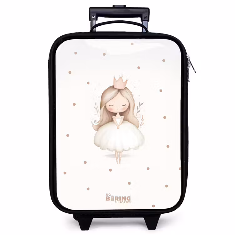 Children's suitcase - Ballerina princess between beige polka dots — 1