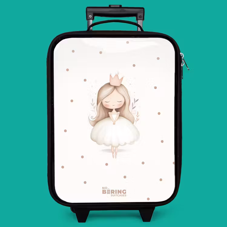 Children's suitcase - Ballerina princess between beige polka dots — 4