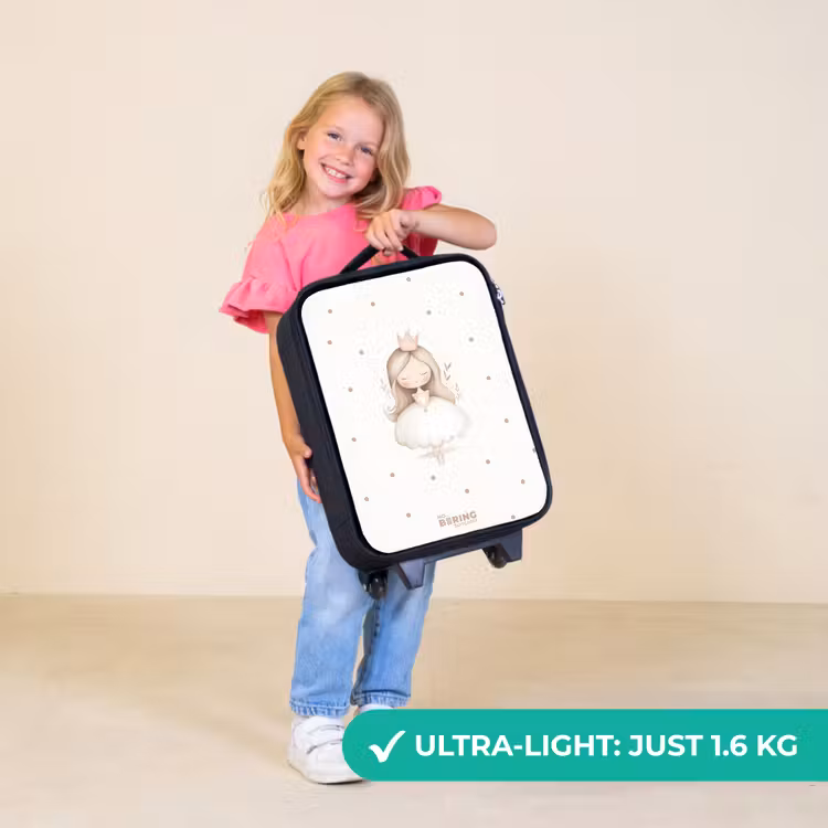 Children's suitcase - Ballerina princess between beige polka dots — 5
